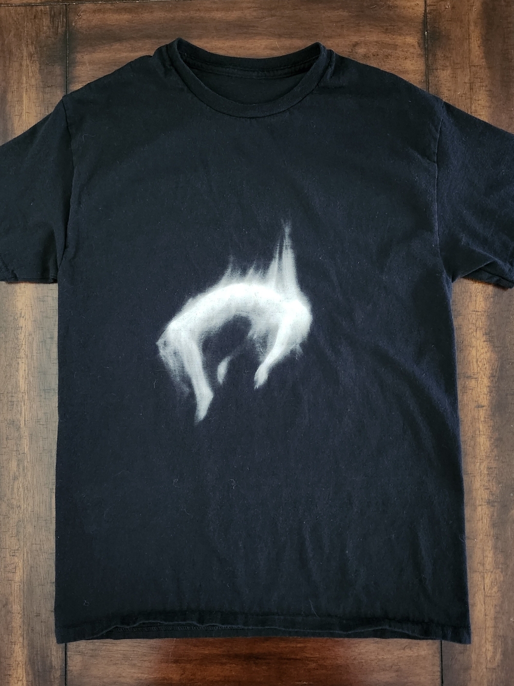 Black T-Shirt with Ethereal Ghost Like Figure Men's Medium